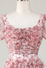 Load image into Gallery viewer, Cute A Line Floral Ivory Red Flower Short Formal Dress with Ruffles