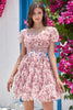 Load image into Gallery viewer, Gorgeous A Line Floral Dusty Rose Short Formal Dress with Ruffles