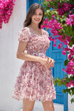 Gorgeous A Line Floral Dusty Rose Short Formal Dress with Ruffles