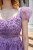 Load image into Gallery viewer, A Line Purple Printed Short Formal Dress with Ruffles