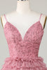 Load image into Gallery viewer, Cute A Line Spaghetti Straps Blush Short Formal Dress with Ruffles