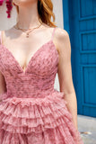 Blush A Line Spaghetti Straps Short Formal Dress with Ruffles