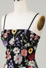 Load image into Gallery viewer, Bodycon Spaghetti Straps Black Short Formal Dress with 3D Flowers