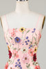 Load image into Gallery viewer, Sheath Spaghetti Straps Blush Short Formal Dress with 3D Flowers