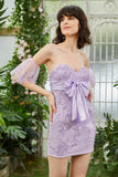 Sweetheart Purple Short Formal Dress with Appliques