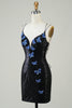 Load image into Gallery viewer, Black Glitter Tight Short Formal Dress with Sequins Butterflies
