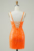 Load image into Gallery viewer, Glitter Orange Tight Short Formal Dress with Beading