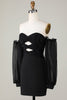 Load image into Gallery viewer, Off The Shoulder Keyhole Black Short Formal Dress with Beading