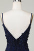 Load image into Gallery viewer, Sparkly Navy Corset Tight Short Formal Dress with Lace