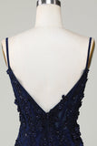 Sparkly Navy Corset Tight Short Formal Dress with Lace