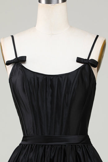 Trendy A-Line Spaghetti Straps Black Short Formal Dress