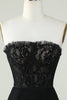 Load image into Gallery viewer, Strapless Black Short Formal Dress with Beading