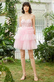 A-Line Sweetheart Pink Short Formal Dress