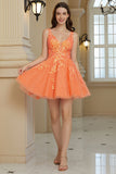 Orange A Line Glitter Short Formal Dress with Sequins