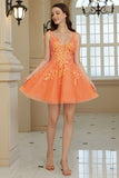 Orange A Line Glitter Short Formal Dress with Sequins