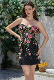 Gorgeous Sheath Sweetheart Black Corset Short Formal Dress with Appliques