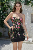 Gorgeous Sheath Sweetheart Black Corset Short Formal Dress with Appliques