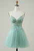 Load image into Gallery viewer, Green A Line Cute Short Formal Dress with Beading