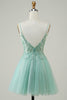 Load image into Gallery viewer, Green A Line Cute Short Formal Dress with Beading