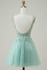 Load image into Gallery viewer, A Line Cute Green Short Formal Dress with Appliques