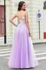 Load image into Gallery viewer, Gorgeous A Line Spaghetti Straps Lilac Long Formal Dress with Appliques