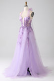 Grey Purple A-Line Halter Neck Beaded Long Formal Dress