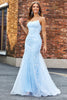 Load image into Gallery viewer, Light Blue Sparkly Beaded Mermaid Long Formal Dress