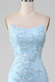 Sparkly Light Blue Beaded Mermaid Long Formal Dress