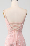 Mermiad Blush Spaghetti Straps Formal Dress with Appliques