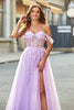 Load image into Gallery viewer, Off The Shoulder Lilac A-Line Beaded Corset Formal Dress