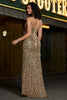 Load image into Gallery viewer, Sparkly Mermaid Golden Long Fringed Formal Dress with Slit