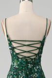 Mermaid Lace-Up Back Dark Green Formal Dress with Appliques