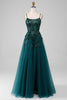 Load image into Gallery viewer, Dark Green Spaghetti Straps A Line Formal Dress with Slit