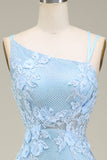 Mermaid Light Blue Long Formal Dress with Appliques