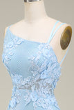 Mermaid Light Blue Long Formal Dress with Appliques