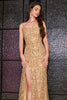 Load image into Gallery viewer, Sparkly Mermaid Spaghetti Straps Golden Sequins Long Formal Dress with Slit