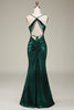 Load image into Gallery viewer, Hot Mermaid Spaghetti Straps Dark Green Long Formal Dress with Open Back