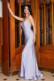 Lilac Mermaid Halter Neck Backless Long Formal Dress