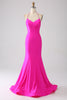 Load image into Gallery viewer, Fuchsia Mermaid Halter Neck Backless Long Formal Dress