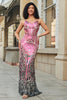 Load image into Gallery viewer, Stunning Mermaid Spaghetti Straps Fuchsia Sequins Long Formal Dress with Backless