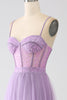 Load image into Gallery viewer, A-Line Lilac Spaghetti Straps Long Corset Formal Dress
