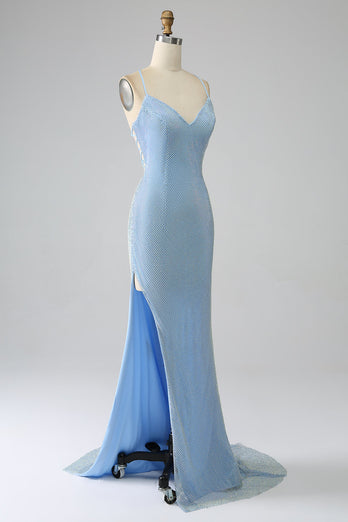 Mermaid Blue Long Formal Dress with Slit