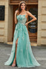 Load image into Gallery viewer, A-Line Green Tulle Corset Formal Dress with Appliques