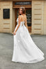 Load image into Gallery viewer, White A-Line Tulle Wedding Dress with Appliques