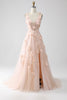 Load image into Gallery viewer, Blush A-Line Spaghetti Straps Long Formal Dress with Appliques