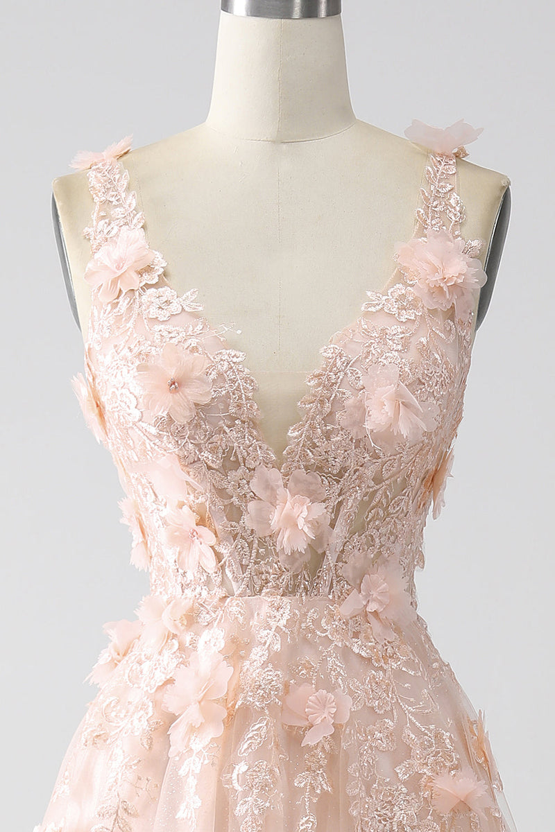 Load image into Gallery viewer, Blush A-Line Spaghetti Straps Long Formal Dress with Appliques