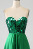 Load image into Gallery viewer, A-Line Sweetheart Dark Green Corset Formal Dress