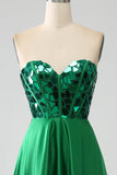 A-Line Sweetheart Dark Green Corset Formal Dress