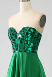 A-Line Sweetheart Dark Green Corset Formal Dress