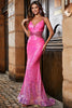 Load image into Gallery viewer, Hot Pink Glitter Mermaid Formal Dress with Beading Waist